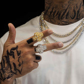 GL Cross Moissanite 925 sterling silver hip hop ring